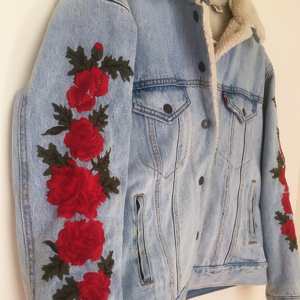 Ex-Boyfriend Embroidered Sherpa Trucker Jacket